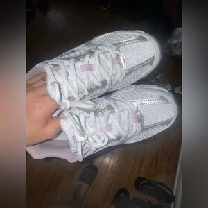 New balance White and Silver Athletic Sneakers